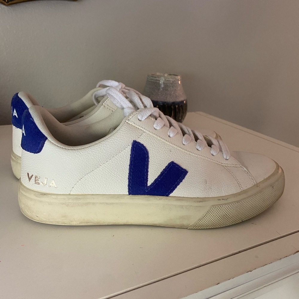 Veja Cream and Blue Sneakers